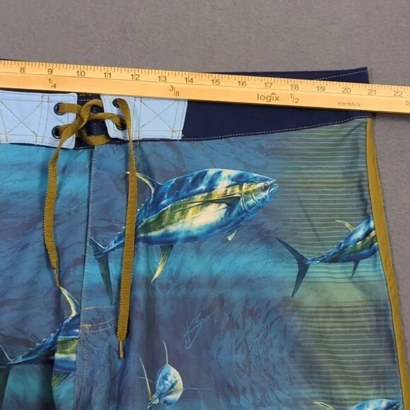 Huk Fishing Board Shorts Men's 40 Blue Tuna Baitball Performance - Picture 4 of 9